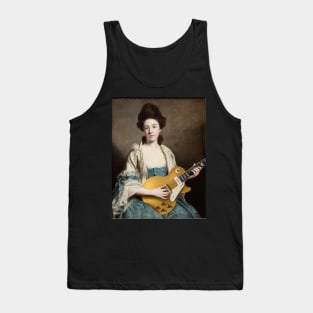 Quirky Painting of Girl Playing Goldtop Guitar Tank Top